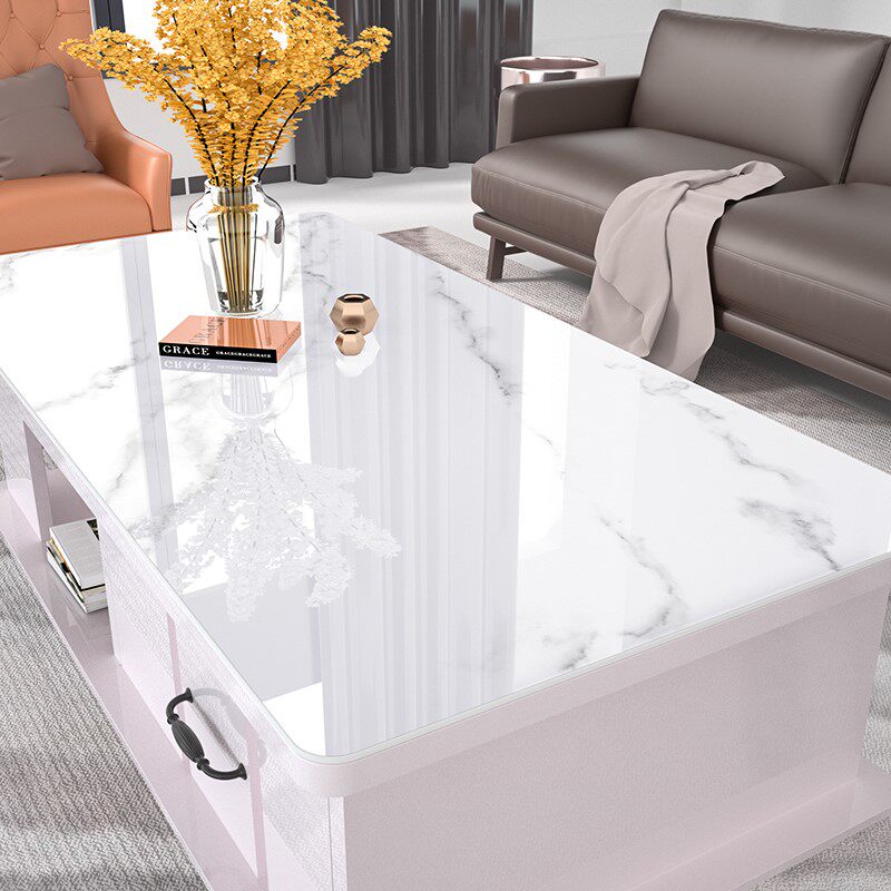 Imitation Marble Table Cloth 2021 New Waterproof Oil Free Wash Table Mat Soft Glass White Pvc Tea Table Mat