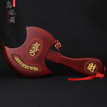 Peach wood axe pendant Wood carving red axe with base ornaments Wedding sitting blessing press bed moving axe