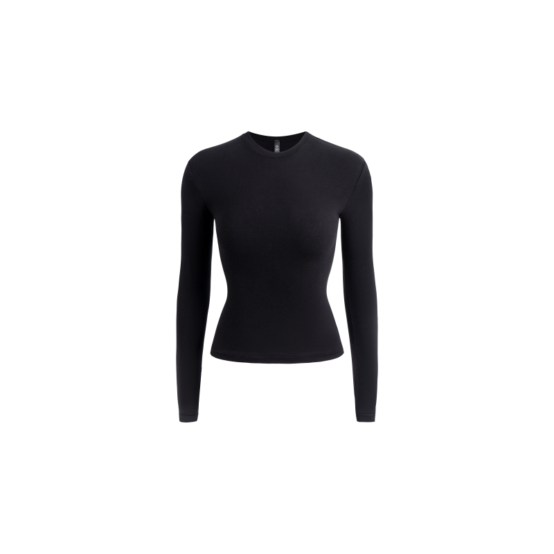 Lq Kardashian Style Cotton Jersey Round Neck Long Sleeve T-Shirt for Women, Hourglass Waist Elastic Cotton Base Shirt Top Lq Kardashian Style Cotton Jersey Round Neck Long Sleeve T-Shirt for Women, Hourglass Waist Elastic Cotton Base Shirt Top