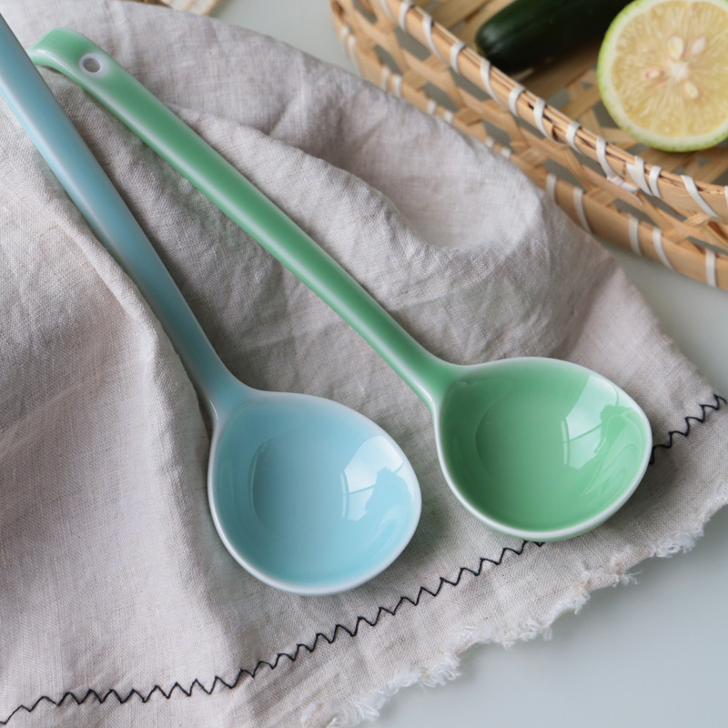Longquan Qingchian Yong-handled Soup Spoon Creative Tableware Temponnelle Soup Spoon Large Soup Spoon Hotel Factory