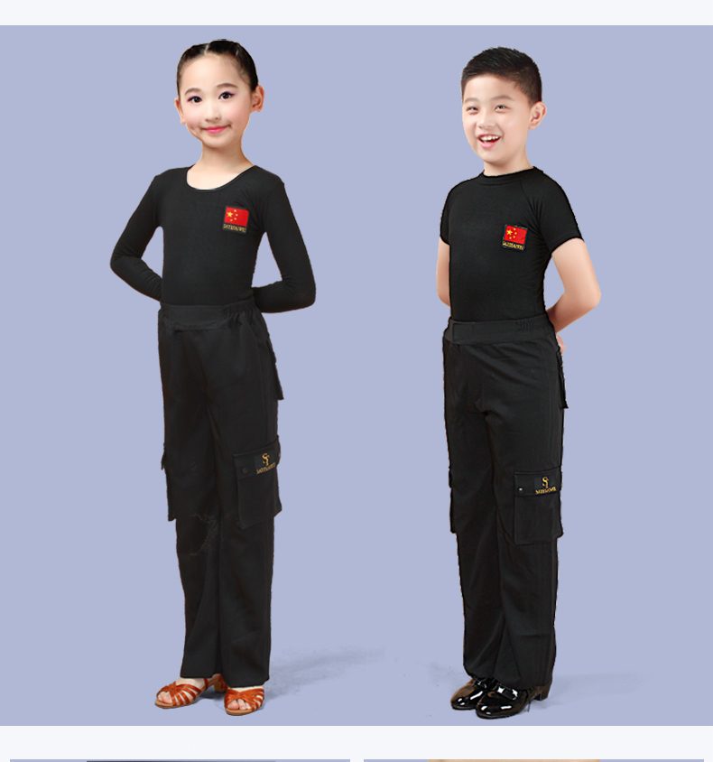 Trẻ em nhảy Latin quần cô gái cô gái chàng trai trẻ em trẻ em hiện đại khiêu vũ quần túi quần quần chân rộng - Khiêu vũ / Thể dục nhịp điệu / Thể dục dụng cụ giày nhảy dance