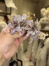 Meiko original brown coffee color new Chinese style side handmade bridal headwear and makeup styling Xiuhe accessories travel photography