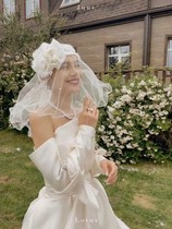 Mego Original Retro Lace Handmade Flower Baotou Ribbon Bridal Headwear Sample Photoshoot Style Photo Travel Photo