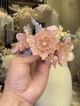 Meiko original succulent powder handmade new Chinese style bridal headwear and makeup styling samples for wedding photo shoots