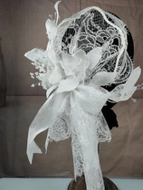 Mego original spray gold lace bow retro hat bridal jewelry sample photo shoot photo shoot style