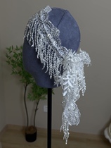 Mego Original Sequined Lace Tassel Hat Bridal Headgear Sample Photoshoot Niche Style Travel Photoshoot