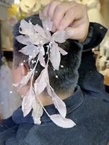 Meiko original forest style fairy organza leaves handmade flower branches bridal headwear and makeup styling studio photo