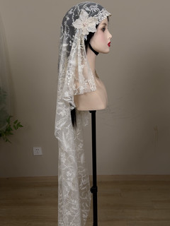 Mego original champagne color retro lace republic of china style baotou bridal veil wedding dress sample photography style