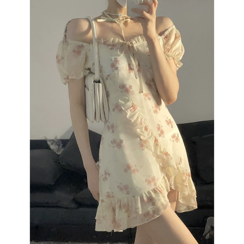 Летнее платье, весенняя длинная юбка, комплект, в цветочек, французский стиль, яркий броский стиль, изысканный стиль