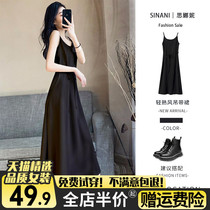 Black harness with dress for children Summer 2022 new French style Little Subtemperament Herbenwind Little Black Skirt Spring Dress