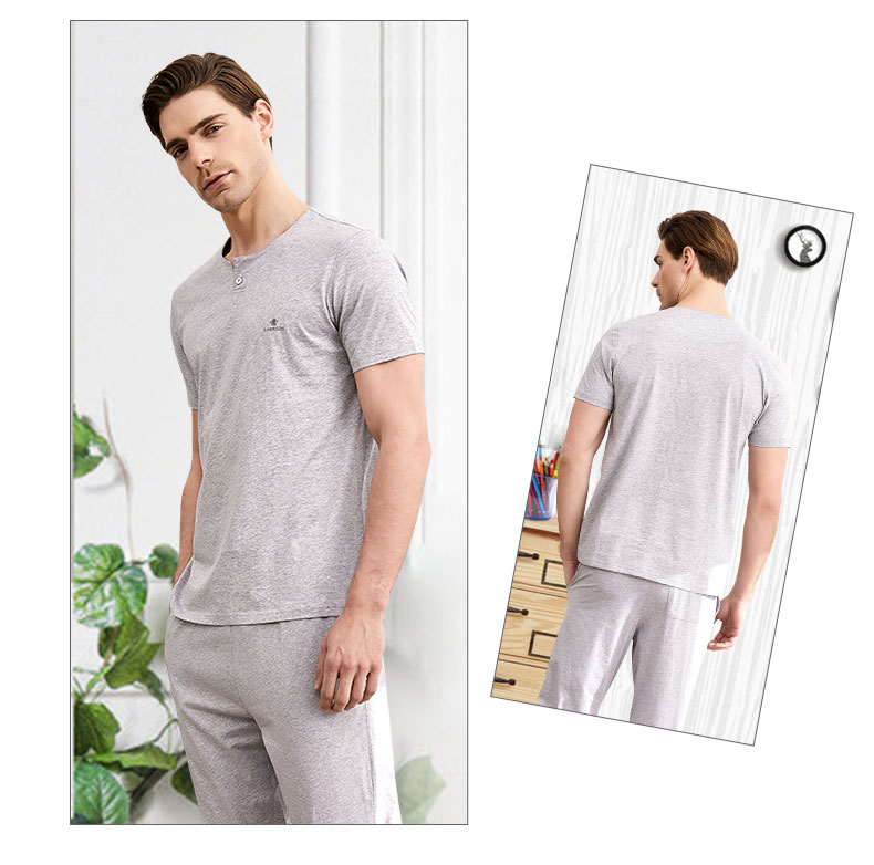 Hanmson 瀚 明欣 nhà dịch vụ nam mùa hè bông lụa phần mỏng thoáng khí thường đồ ngủ lỏng lẻo đơn ngắn tay áo đồ bộ nữ đẹp
