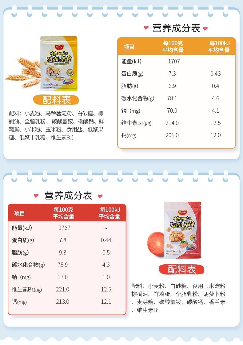 【婴儿乐】宝宝辅食儿童代餐饼干3袋