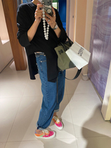 wxlstudio high waist thin washed wide leg jeans women Spring 2021 New straight loose trousers