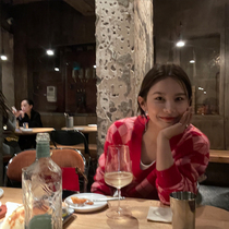 WXLSTUDIO Red V Collar Rhomboid Bladed Cardiovert Sweater Woman 2021 New Lazy Wind Knit Jacket