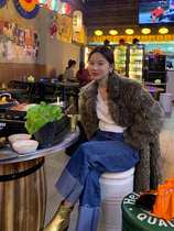 WXLSTUDIO Ocean Gas Mix - Mid - Long Loose Coat for Womens Winter New Pludge Velvet