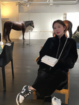 WXLSTUDIO velvet clothing sweatpants suit women 2021 fall new port Wind with high sense of two sets