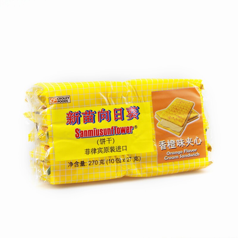 【天猫超市】菲律宾进口 新苗向日葵橙味夹心薄饼270克