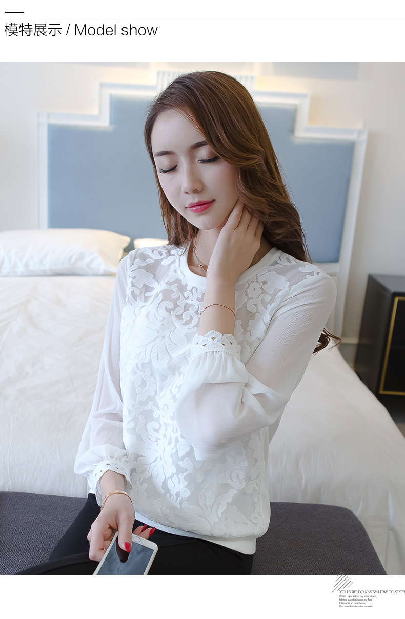 Mùa thu nước ngoài nhỏ áo sơ mi dài tay nữ mùa thu 2018 mới mùa thu áo sơ mi trắng voan sang trọng đầu mùa thu ren áo sơ mi nữ đen
