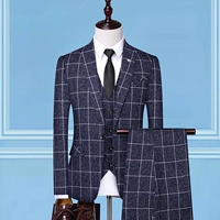 Bộ đồ vest nam ba mảnh phù hợp với Hàn Quốc Slim kinh doanh chuyên nghiệp váy nhỏ phù hợp với người đàn ông tốt nhất chú rể váy cưới - Suit phù hợp quần short nam