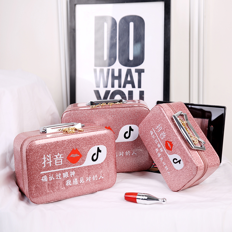 Net red makeup bag small number portable ins minimalist large capacity containing box pint girl carry-on suitcase