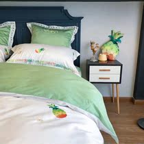 Foreign trade 60s long-staple cotton cotton gongsatin soft fresh and simple embroidery spring and autumn cotton pineapple four-piece bedding