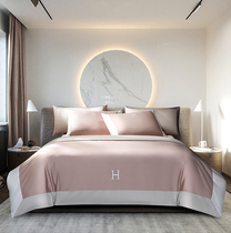 PT60 cotton super soft stitching simple style embroidery long staple cotton Nordic model room hotel style mens four sets