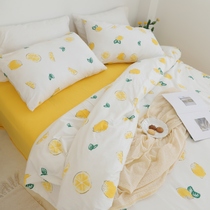 Cotton printed knitted cotton nude sleeping four-piece cartoon childrens three-piece Tianzhu cotton kindergarten bed hats