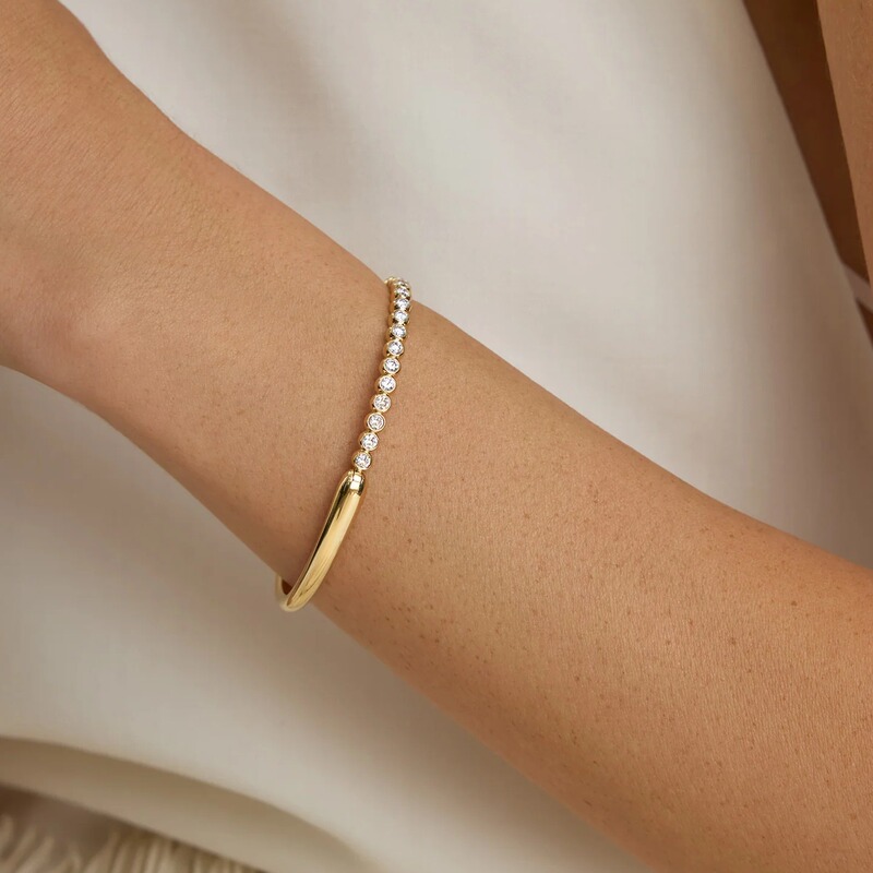 18K Gold Cultured Diamond Bracelet for Women, Single Row of Diamonds, Simple, Fashionable and High-End Gift Bracelet