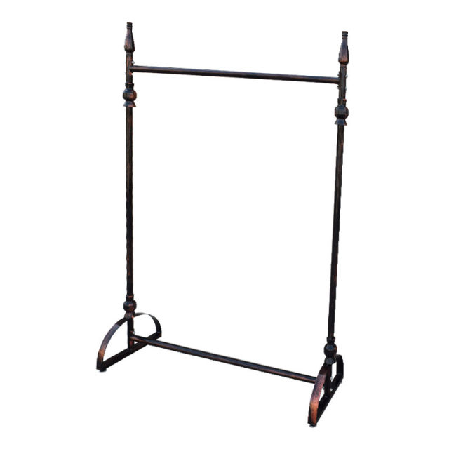 ຮ້ານຂາຍເສື້ອຜ້າເຫລັກ Retro hanger display rack horizontal bar side hanging display rack floor-standing women's clothes hanger combination rack