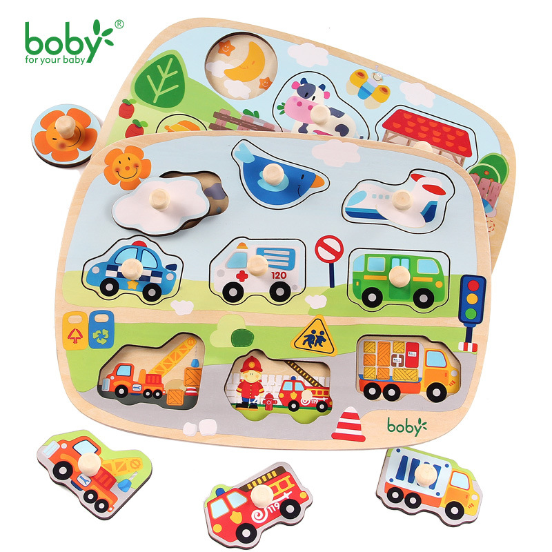 boby wooden hand grasping puzzle baby cognitive jigsaw puzzle early education puzzle building wooden toys 1-2-3 years old