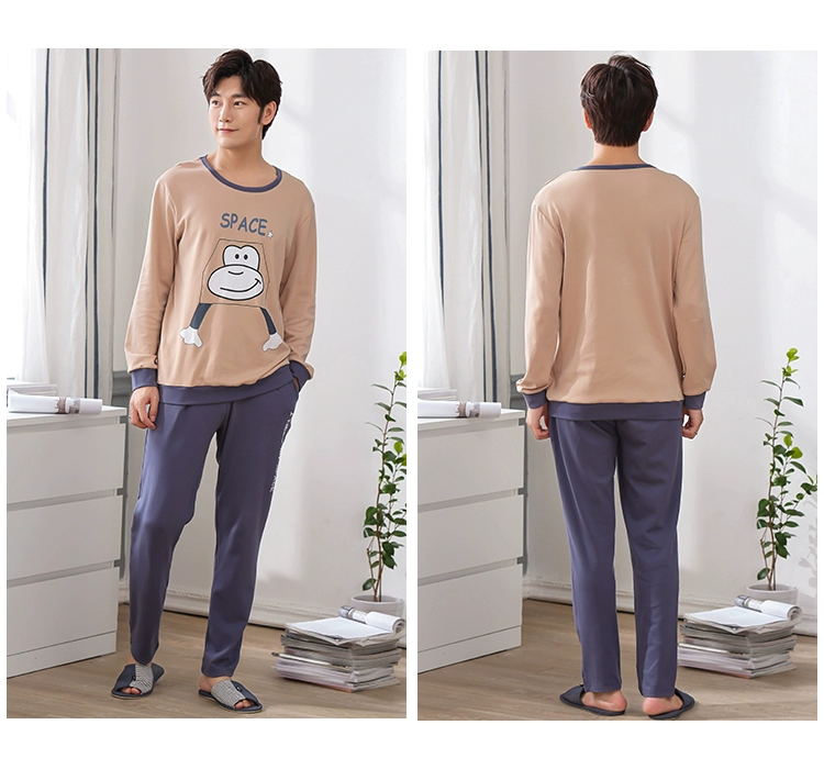 Bộ đồ ngủ mùa thu và mùa đông cho nữ tay dài cotton dễ thương cotton hoạt hình cotton XL nam dày phù hợp với dịch vụ gia đình shop thời trang nam