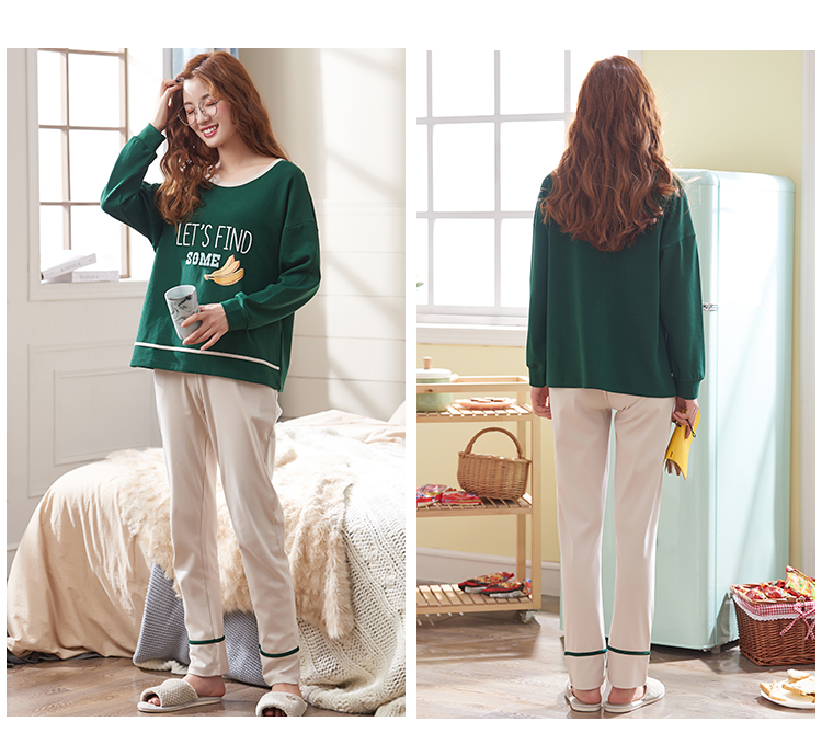 Đồ ngủ nữ mùa thu cotton dài tay phiên bản Hàn Quốc tươi mới có thể mặc bên ngoài mùa đông dành cho nữ phù hợp với áo hai dây cỡ lớn bộ pijama