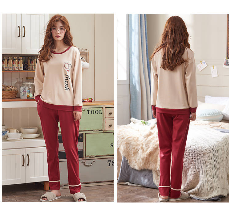 Đồ ngủ nữ mùa thu cotton dài tay phiên bản Hàn Quốc tươi mới có thể mặc bên ngoài mùa đông dành cho nữ phù hợp với áo hai dây cỡ lớn bộ pijama
