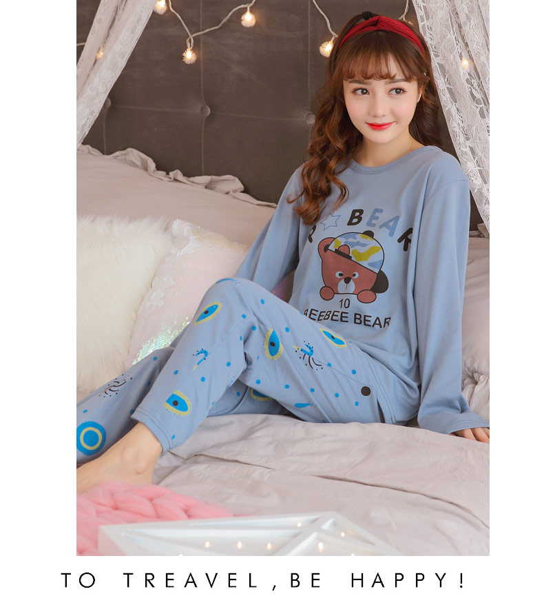 Mùa xuân và mùa hè Bộ đồ ngủ dài tay của phụ nữ cotton mui xe kích thước lớn hoạt hình mùa thu và mùa đông phụ nữ hai mảnh phù hợp với dịch vụ gia đình sinh viên ys quần áo ngủ nữ