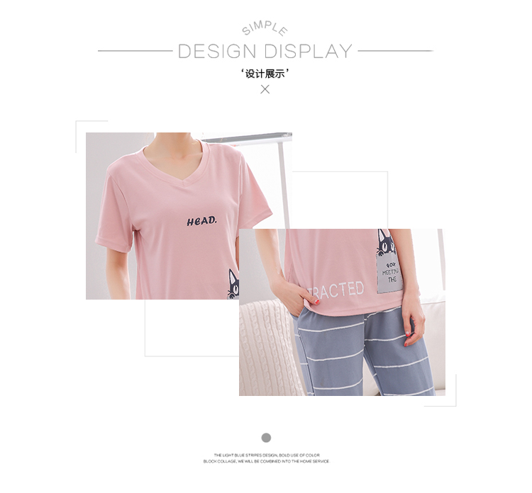 Đồ ngủ nữ mùa hè cotton tay ngắn quần mùa hè nữ kích thước lớn phần mỏng hai mảnh phù hợp với dịch vụ gia đình sinh viên mùa xuân và mùa thu shop quần áo nữ