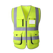 Reflective safety vest leader multi-pocket vest construction supervision traffic sanitation riding protective clothing fluorescent yellow