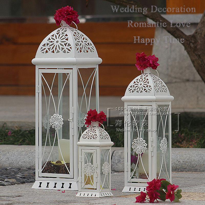 European iron glass candlestick table fitting white wedding road lead horse lights creative restaurant living room decorative wind light