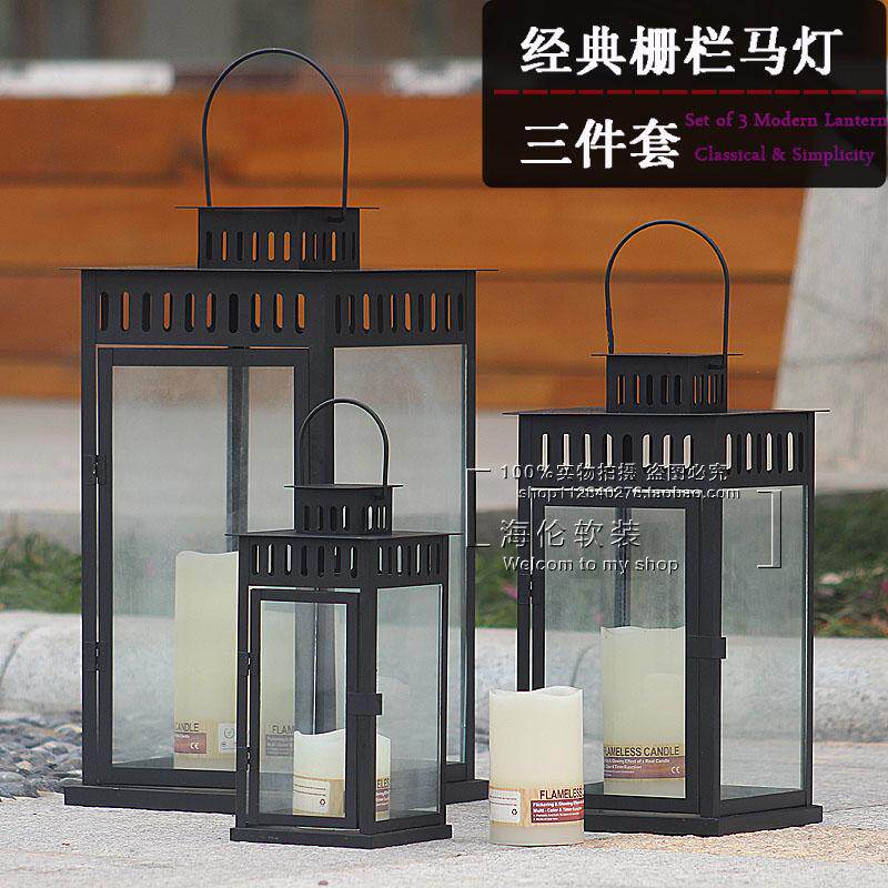 European-style wrought iron retro portable outdoor floor-to-ceiling wind lamp horse lamp hotel model room restaurant courtyard candlestick decoration