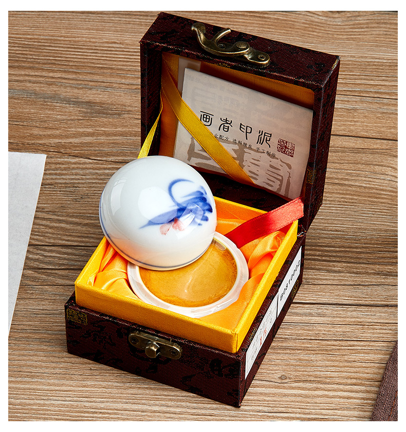 The Six product hall inkpad sand running of beatiful 磦 zhu zhang, calligraphy and painting color inkpad inkpad hand calligraphy seal cutting inkpad seal suit portable ink pad ink pad castor oil box of four treasures ceramics