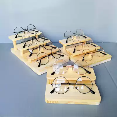 Solid wood glasses display rack Ladder glasses shop display props wooden multi-layer display rack for selling glasses