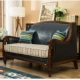 Đất nước Mỹ da retro sofa vải tân cổ điển Châu Âu gỗ rắn ba đôi phòng khách kết hợp sofa - Ghế sô pha