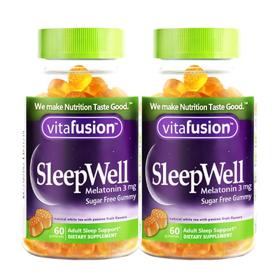 美国进口vitafusion褪黑素安瓶软糖60粒维生素助睡眠sleepwell片