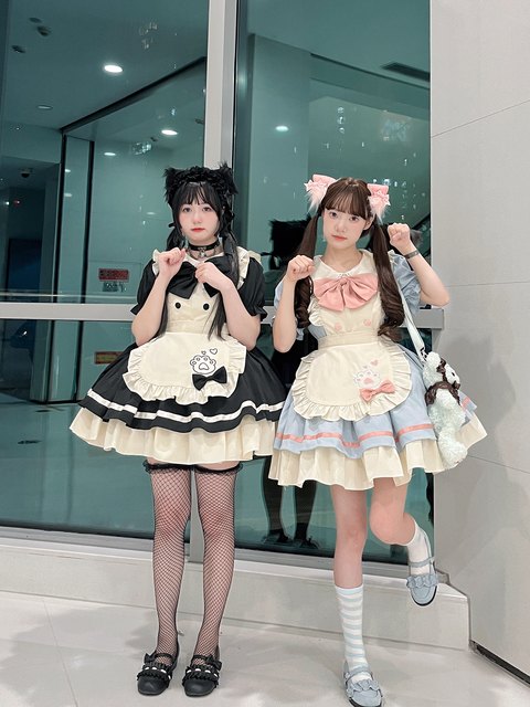 Cute op dog short maid lolita dress apron full link direct photo