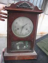 Cultural Revolution Mechanical Clock Bamboo Forest Panda Eating Bamboo Picture Ruddy High-end Wood Yantai Polaris Old Clock 1