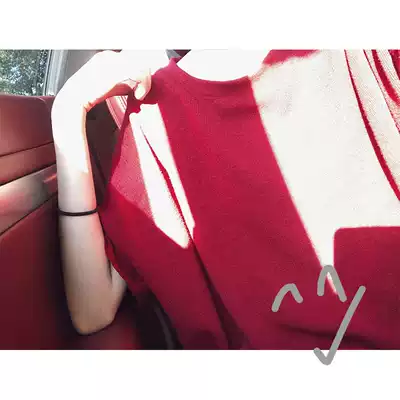 Big Meng spring and summer new warm and foreign style retro loose round neck knitted cotton short sleeve tee top female