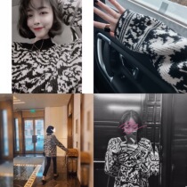 Big Meng early spring new modern re-engraved fragrant wind contrast color black and white thick needle texture round neck sweater top female