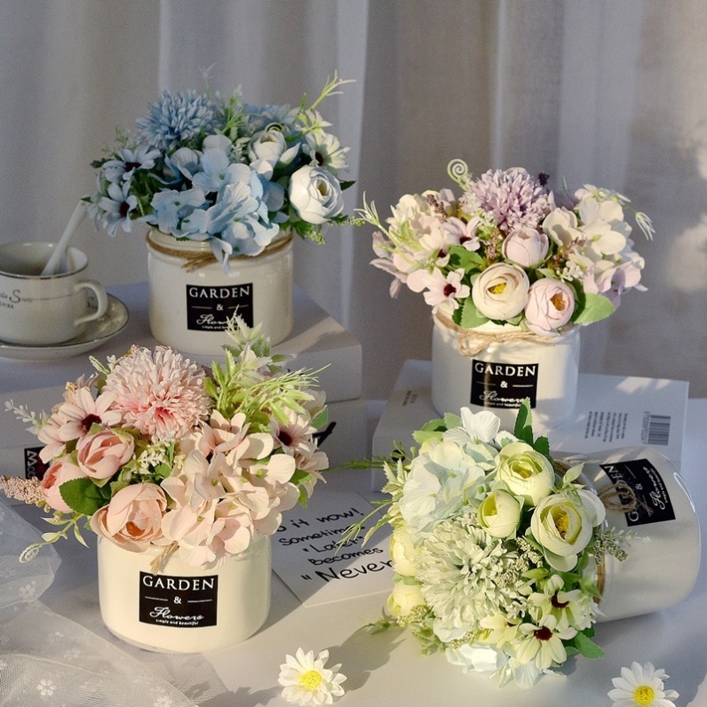 Fake flower simulation rose bouquet silk flower living room home furnishings decorative flower Nordic ins wedding simulation flower arrangement