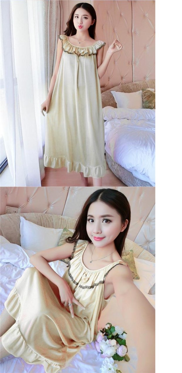 Mùa hè phụ nữ lỏng lẻo lụa trung niên đồ ngủ của phụ nữ váy ngủ mùa hè tay ngắn cộng với phân bón XL chất béo MM mỏng váy thu đông đẹp