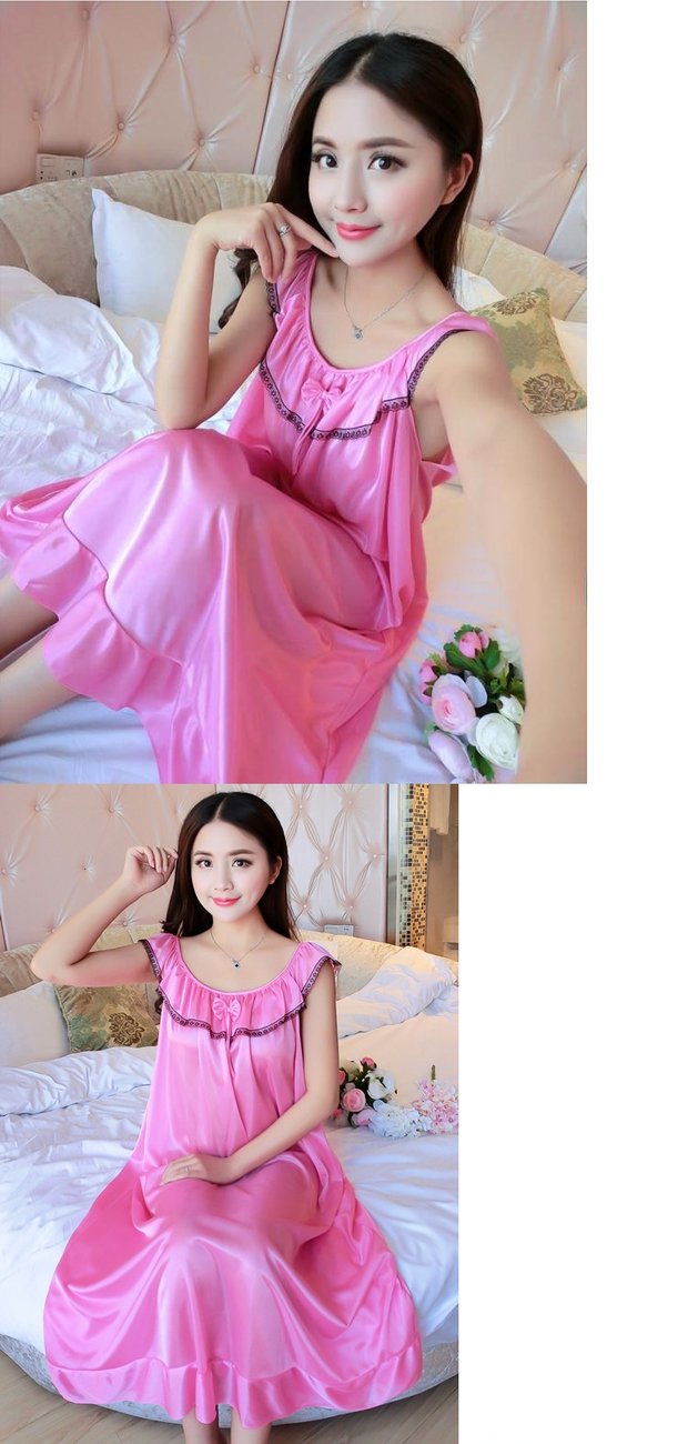 Mùa hè phụ nữ lỏng lẻo lụa trung niên đồ ngủ của phụ nữ váy ngủ mùa hè tay ngắn cộng với phân bón XL chất béo MM mỏng váy thu đông đẹp
