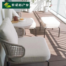 Outdoor table and chairs patio net red rattan chair three sets outdoor waterproof Nordic small family type balcony leisure table and chairs combination